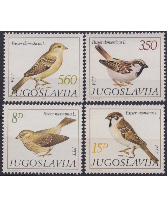 F-EX19042 YUGOSLAVIA MNH 1982 BIRD AVES PAJAROS PTT.