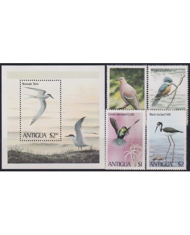 F-EX18147 ANTIGUA MNH 1980 BIRD ROSEATE KINGFISHER STILT CARIB SET + SHEET.
