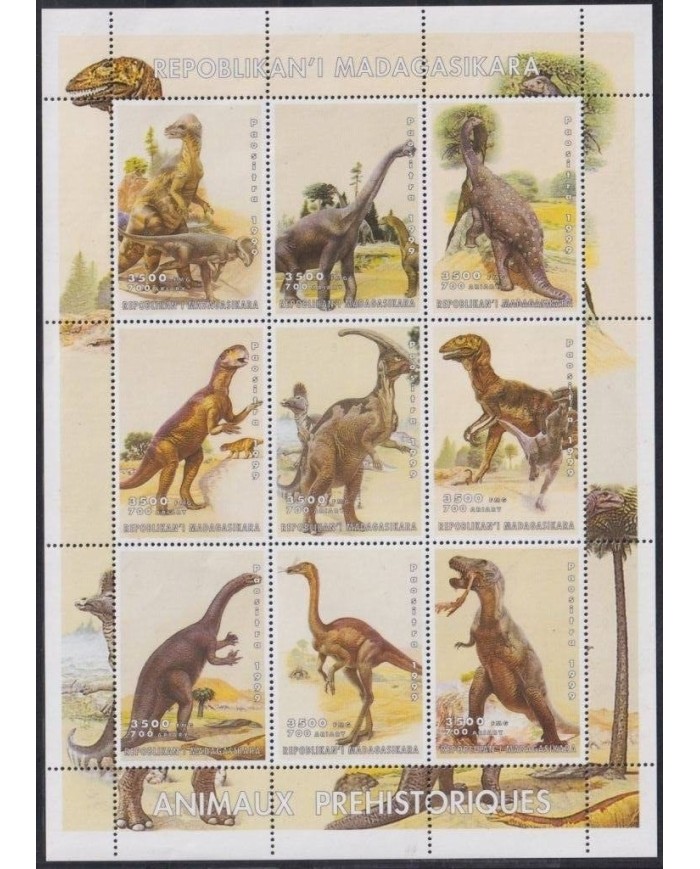 F-EX18753 MADAGASCAR MADAGASIKARA MNH 1999 DINOSAURIOS DINOSAUR PALEONTOLOGY PALEONTOLOGIA.