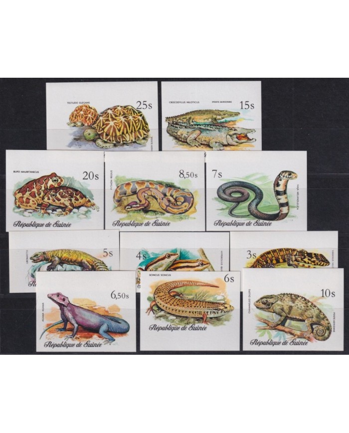 F-EX21886 GUINEE GUINEA MNH 1977 LIZARD FROG TURTLE ANPHIBIAN IMPERFORATED