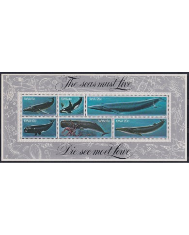 F-EX18304 NAMIBIA SOUTH WEST AFRICA MNH 1980 SEA MARINE LIFE WILDLIFE WHALES SHEET.