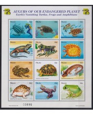 F-EX18329 PALAU MNH 1999 ANPHIBIAN FROG RANA TURTLES TORTUGAS MINI SHEET.