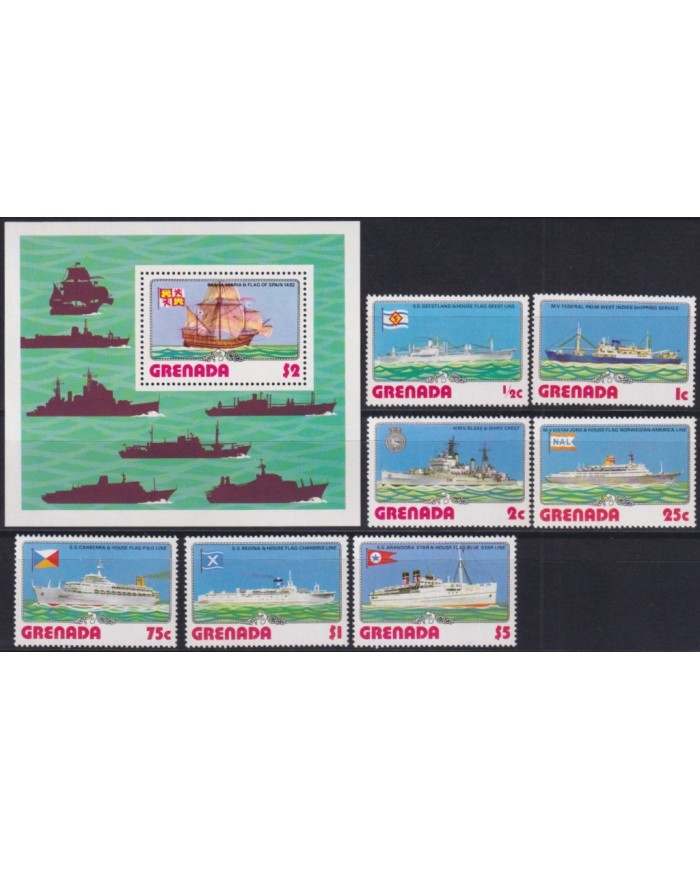 F-EX29406 GRENADA MNH 1976 MERCHANT SHIP LINE SANTA MARIA CARAVELA BOAT