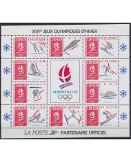 F-EX28137 FRANCE MNH 1991 ALBERTVILLE OLYMPIC GAMES WINTER SKI SKATING GYMNASTICS.