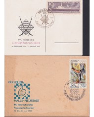 F-EX1918 ALEMANIA GERMANY DDR 10 SPECIAL CANCEL CHESS AJEDREZ.