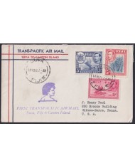 F-EX21454 FIJI TRANS-PACIFIC 1941 FIRST FLIGHT SUVA - CANTON ISLAND, US.