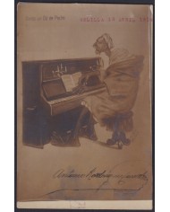 F-EX21459 SPAIN MOROCCO MELILLA 1914 MUSLIN SATIRIC POSTCARD.