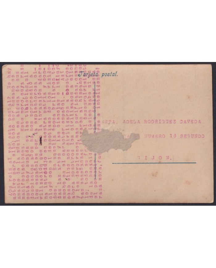 F-EX21459 SPAIN MOROCCO MELILLA 1914 MUSLIN SATIRIC POSTCARD.