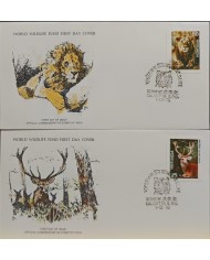 F-EX60735 INDIA WWF 1976 FDC SPECIAL PRINTING WILDLIFE LIONS FELINE SWAMO DEER.