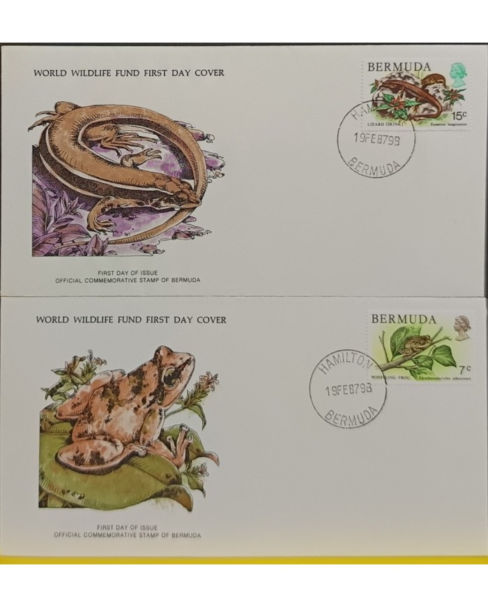 F-EX60737 BERMUDA WWF 1979 FDC SPECIAL PRINTING MARINE WILDLIFE LOBSTER BUTTERFLIES.