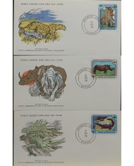 F-EX60743 CENTRAL AFRICA WWF 1978 FDC SPECIAL PRINTING WILDLIFE RHINOCEROS CROCODILE LEOPARD.