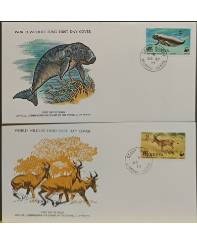 F-EX60746 GUINEE WWF 1978 FDC SPECIAL PRINTING WILDLIFE DUGONG HARTEBEEST.