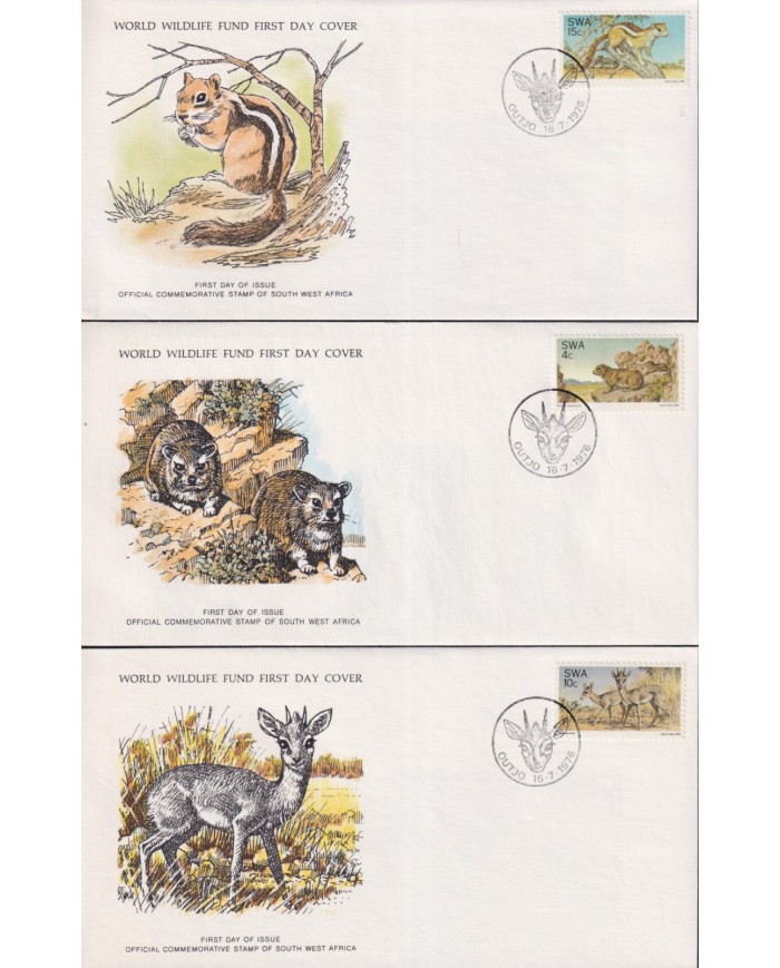 F-EX60799 SWA NAMIBIA WWF 1976 FDC SPECIAL PRINTING WILDLIFE SQUIRREL.