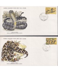 F-EX60801 LESOTHO WWF 1979 FDC SPECIAL PRINTING WILDLIFE SNIKE PORCUPINE LIZARD GECKO.