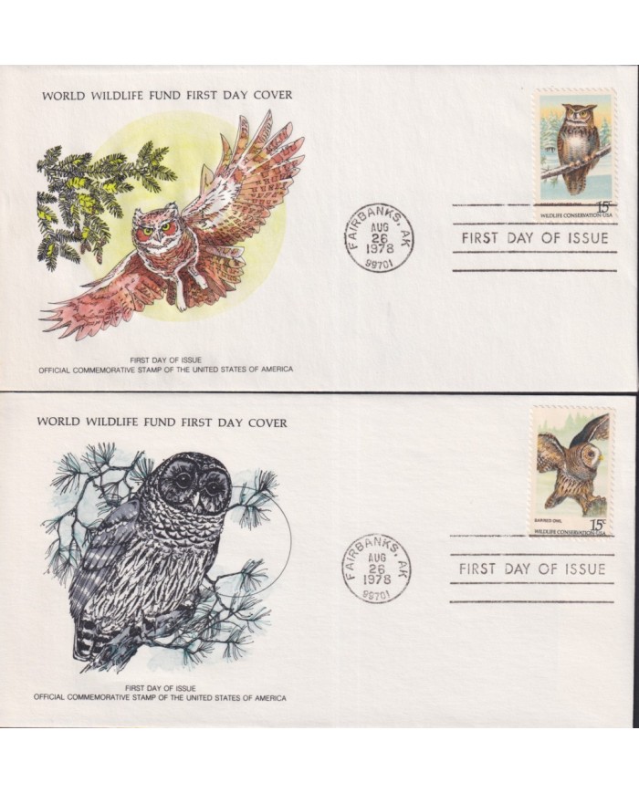 F-EX60802 US USA WWF 1978 FDC SPECIAL PRINTING WILDLIFE OWL BIRD.