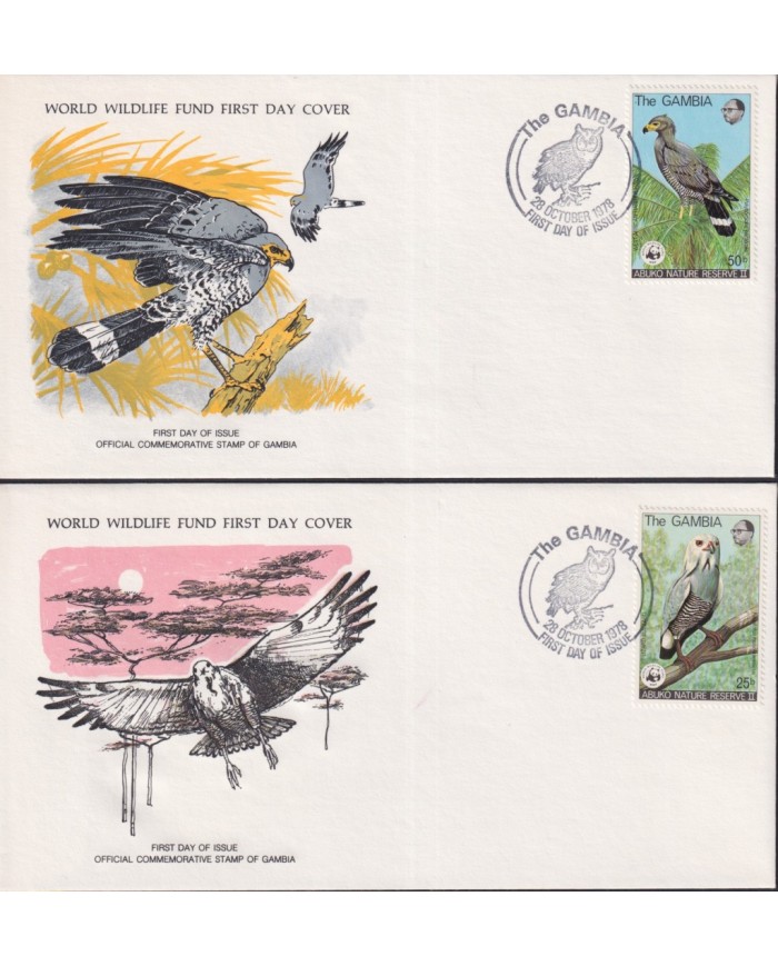 F-EX60803 GAMBIA WWF 1978 FDC SPECIAL PRINTING WILDLIFE ABUKO RESERVE BIRD.