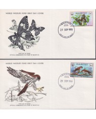 F-EX60804 MAURITIUS WWF 1978 FDC PRINTING WILDLIFE BUTTERFLIES LIZARD GECKO BIRD.