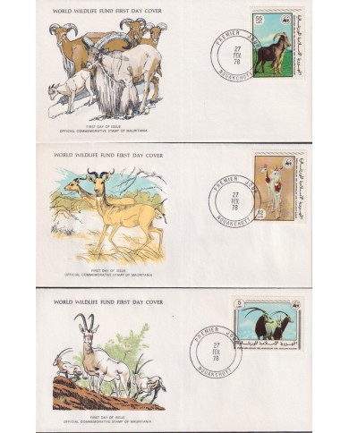 F-EX60809 MAURITANIA WWF 1978 FDC SPECIAL PRINTING WILDLIFE DEER.