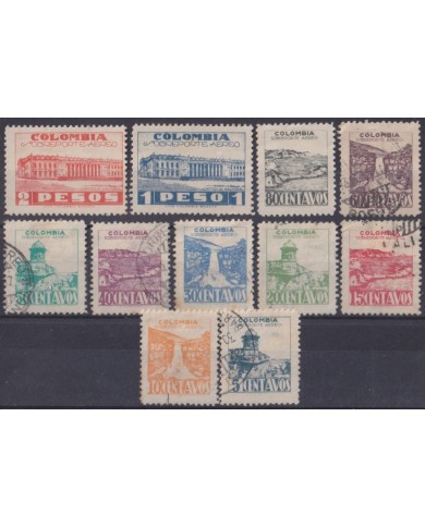 F-EX60383 COLOMBIA 1945 USED AIRMAIL STAMPS LOT +40€.