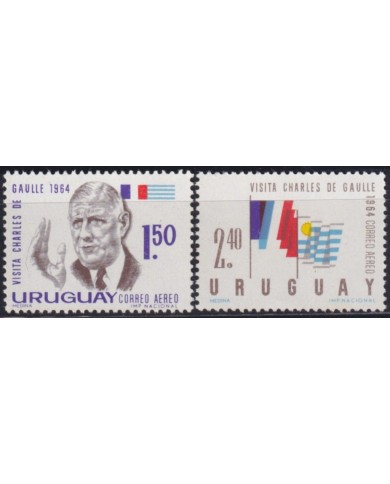 F-EX60480 URUGUAY MNH 1964 VISIT FRANCE PRESIDENT CHARLES DE GAULLE.