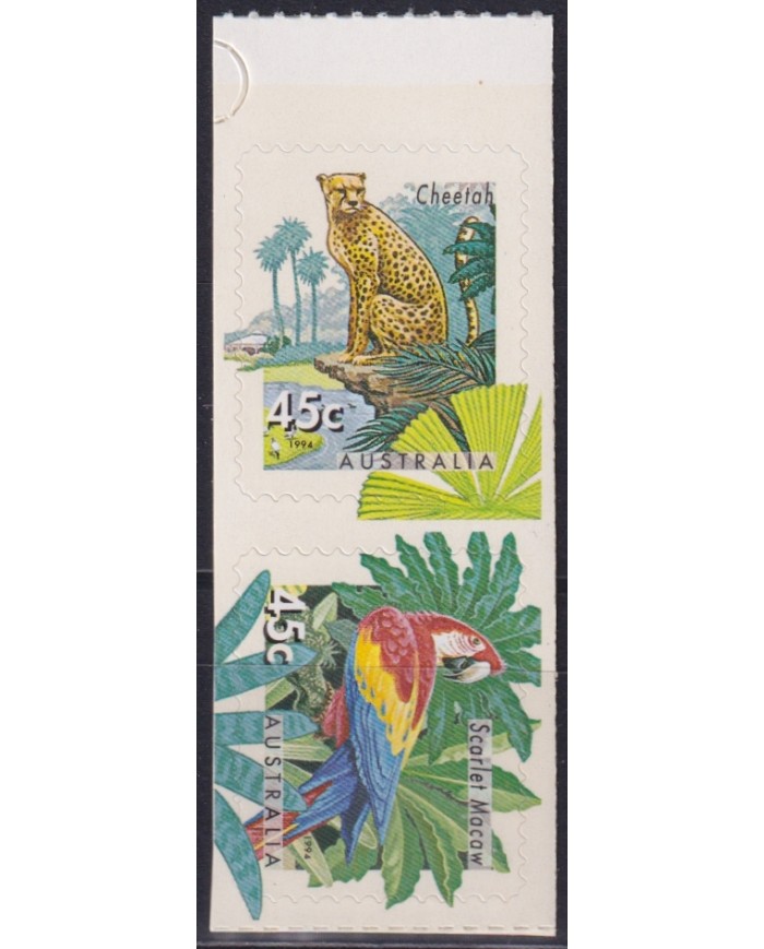 F-EX45259 AUSTRALIA MNH 1994 EDHESIVE PARROT CHEETAH.