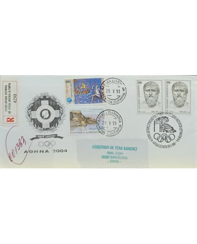 F-EX60597 GREECE 1999 SPECIAL CANCEL OLYMPIC GAMES TO SPAIN.