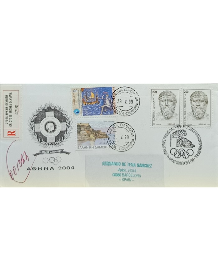 F-EX60597 GREECE 1999 SPECIAL CANCEL OLYMPIC GAMES TO SPAIN.