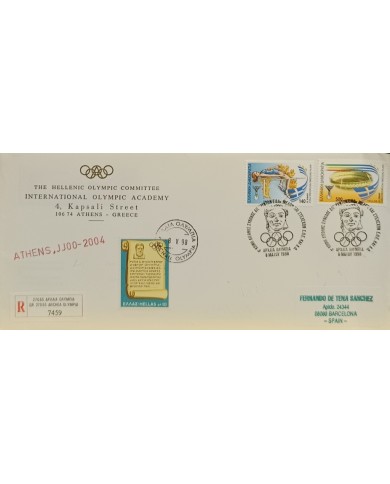 F-EX60598 GREECE 1998 SPECIAL CANCEL OLYMPIC GAMES TO SPAIN.