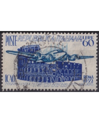 F-EX60919 ITALY 1952 USED COLISEUM & AIRPLANE AVION AERONAUTICAL CONF +30€.