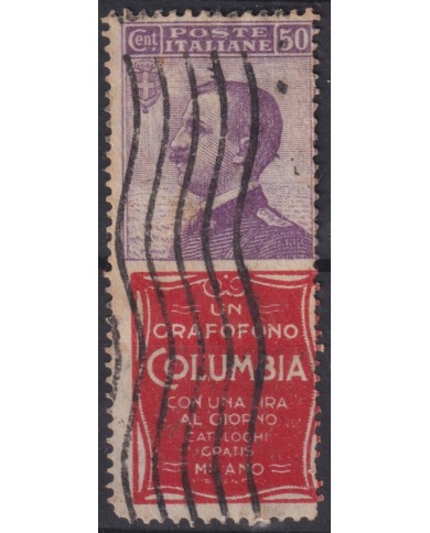 F-EX60912 ITALY 1924-25 50c ADVERTISING GRAFOFONO COLUMBIA MUSIC FINE USED.