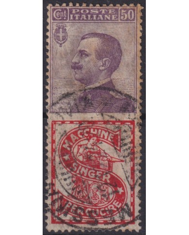 F-EX60914 ITALY 1924-25 50c ADVERTISING SINGER FINE USED.