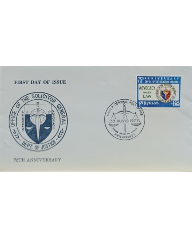 F-EX60680 PHILIPPINES IS 1977 FDC 75th ANNIV OFFICE SOLICITOR GENERAL JUSTICE.