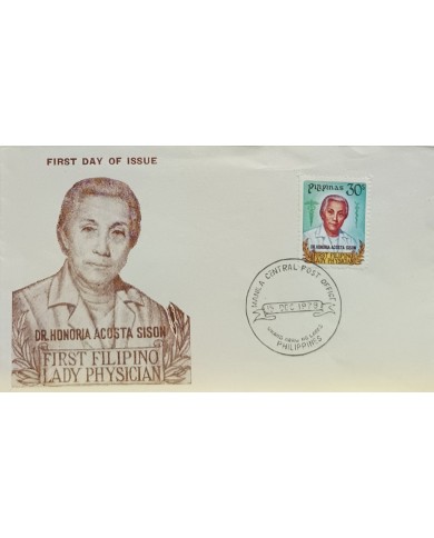 F-EX60682 PHILIPPINES IS 1978 FDC HONORIA ACOSTA SISON PHISIC SCIENCE.