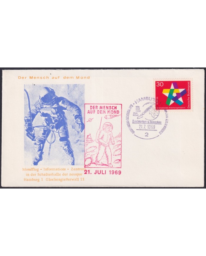 F-EX59764 GERMANY 1969 FIRST MANNED ON THE MOON HAMBURG SPACE COSMOS.