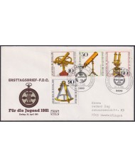 F-EX59763 GERMANY 1981 FDC SCIENTIFIC INSTRUMENTS MICROSCOPE TELESCOPE.