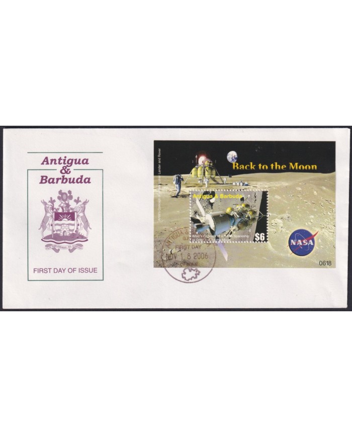 F-EX59765 ANTIGUA & BARBUDA 2006 FDC FIRST MANNED ON THE MOON SPACE COSMOS.