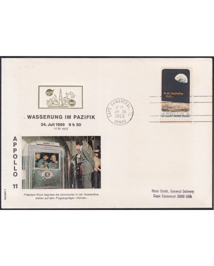 F-EX59767 USA US 1969 FIRST MANNED ON THE MOON SPACE COSMOS CAP CAÑAVERAL.