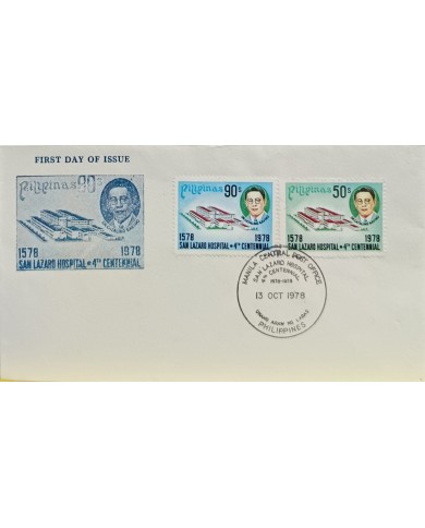 F-EX60684 PHILIPPINES IS 1978 FDC ST LAZARO HOSPITAL 4th CENTENARIAL HEALTH MEDICINE.