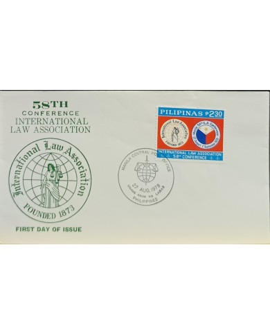 F-EX60687 PHILIPPINES IS 1978 FDC 58th CONFERENCE INTERNATIONAL LAW.