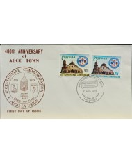F-EX60691 PHILIPPINES IS 1978 FDC 400th ANNIV AGOO, LA UNION, TOWN BUILDING CHURCH.