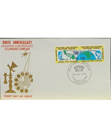 F-EX60692 PHILIPPINES IS 1978 FDC 50th ANNIV LONG DISTANCE TELEPHONE Co. SATELLITE.
