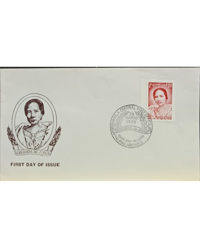 F-EX60696 PHILIPPINES IS 1978 FDC GREGORIA DE JESUS.