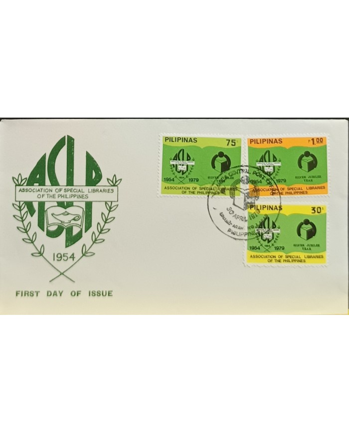 F-EX60715 PHILIPPINES IS 1979 FDC SILVER JUBILEE ASSOCIATION OD SPECIAL LIBRARIES.