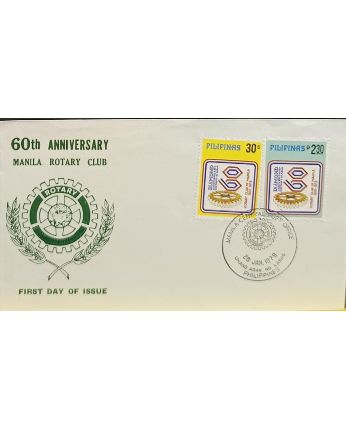 F-EX60717 PHILIPPINES IS 1979 FDC 60th ANNIV MANILA ROTARY CLUB.