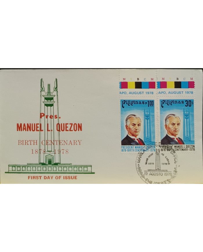 F-EX60720 PHILIPPINES IS 1978 FDC CENTENARY OF BIRTH MANUEL L. QUEZON.
