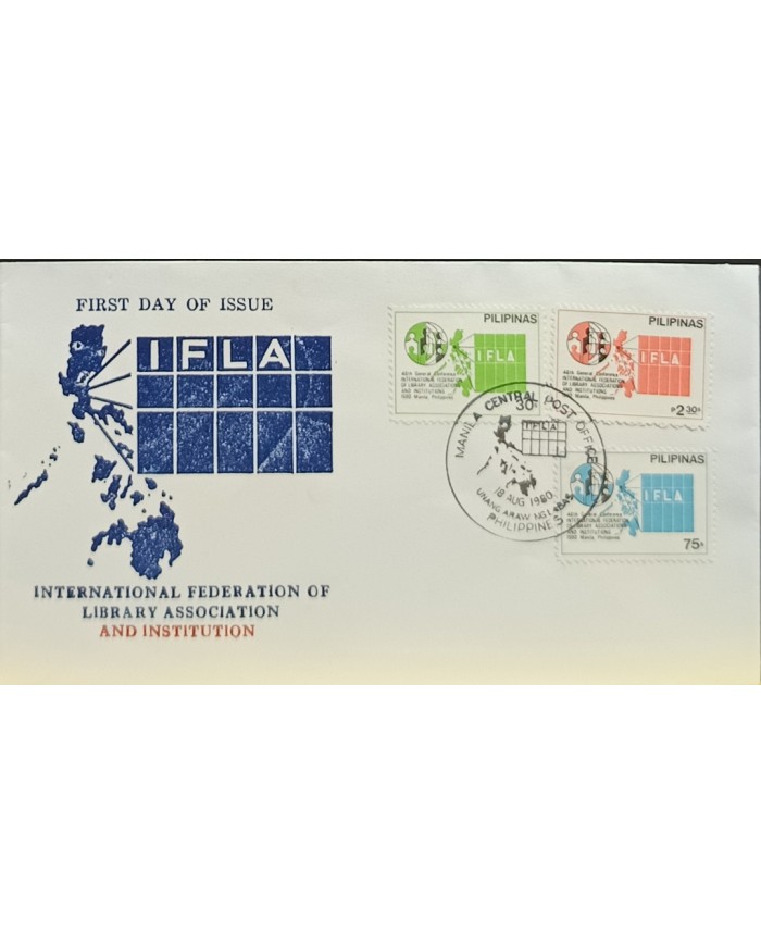 F-EX60723 PHILIPPINES IS 1980 FDC IFLA INTERNATIONAL FEDERATION OF LIBRARY ASSOC.