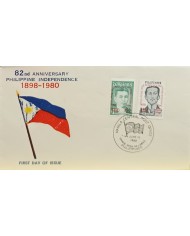 F-EX60725 PHILIPPINES IS 1980 FDC 82th ANNIV INDEPENDENCE OVEPRINTED FELIPE AGONCILLO.