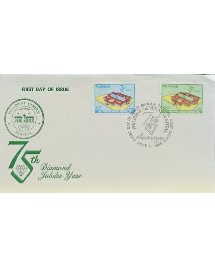 F-EX60731 PHILIPPINES IS 1980 FDC 75 DIAMOND JUBILEE GEN HOSPITAL MEDICINE HEALTH.
