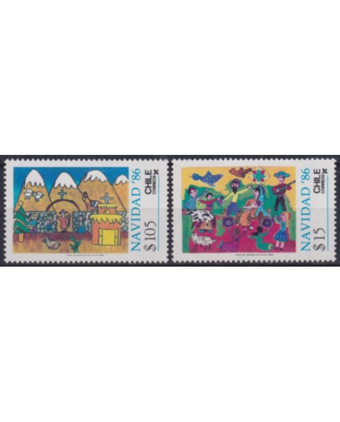 F-EX60426 CHILE MNH 1986 CHRISTMAS NAVIDAD DRAWING.