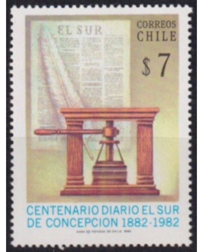 F-EX60422 CHILE MNH 1982 EL SUR DE CONCEPCION NEWSPAPER CENTENARY.